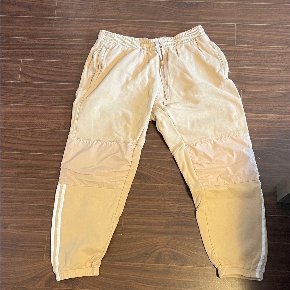 Adidas Beige Joggers with White Accents